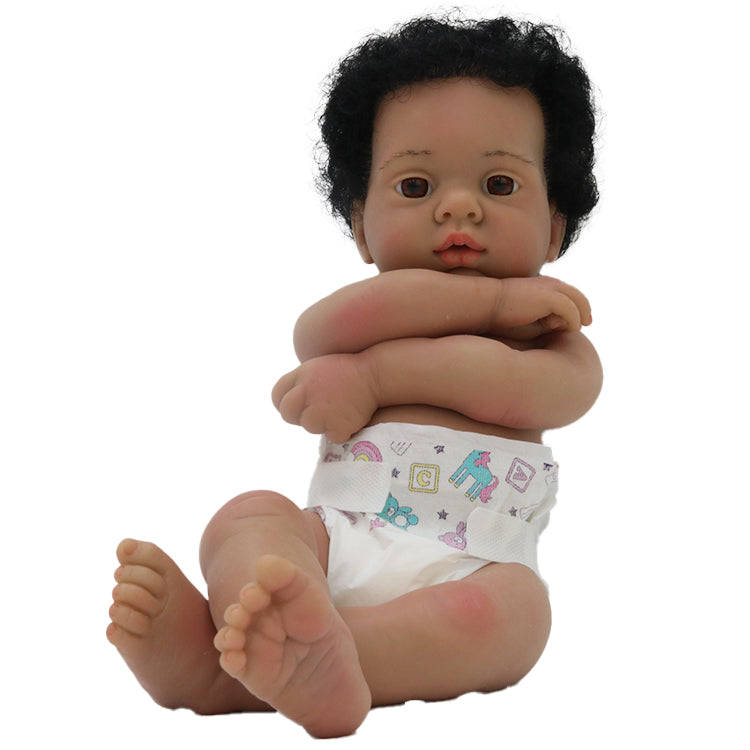 16inch Sleeping Reborn Baby Dolls Newborn Girl Doll Full Body Solid Silicone Super Realistic Silicone Black Reborn Baby Dolls