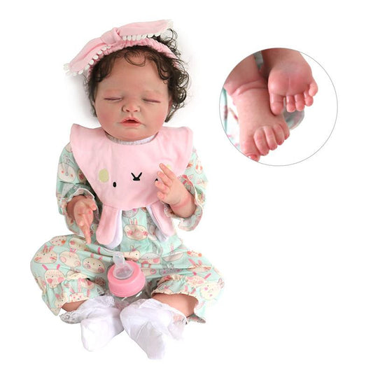 18inch 45cm Pink Cute Milk Drinking Baby Girl Newborn Reborn Doll Full Body Vinyl Silicone Reborn Baby for Gift