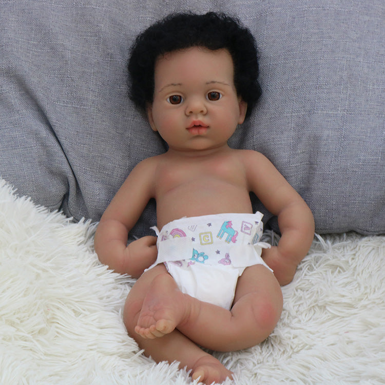 16inch Sleeping Reborn Baby Dolls Newborn Girl Doll Full Body Solid Silicone Super Realistic Silicone Black Reborn Baby Dolls