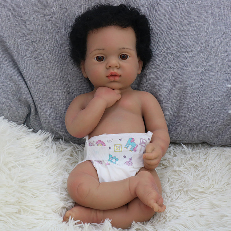 16inch Sleeping Reborn Baby Dolls Newborn Girl Doll Full Body Solid Silicone Super Realistic Silicone Black Reborn Baby Dolls