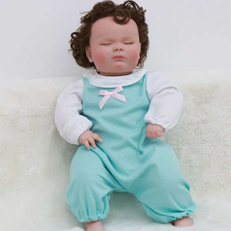 18inch 45cm cloth body 3D high-colored vascular vein simulation cotton body reborn baby curly hair realistic girl doll birthday gift