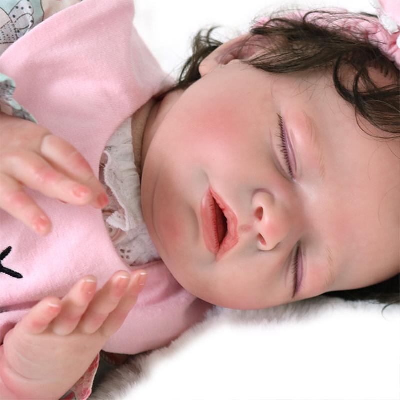 18inch 45cm Pink Cute Milk Drinking Baby Girl Newborn Reborn Doll Full Body Vinyl Silicone Reborn Baby for Gift