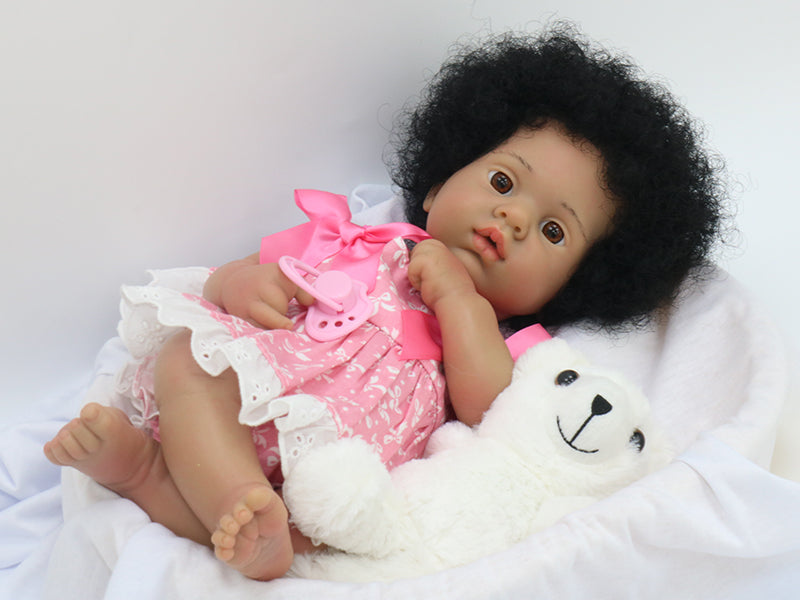 16 inch full silicone rebirth doll american reborn black silicone reborn baby dolls