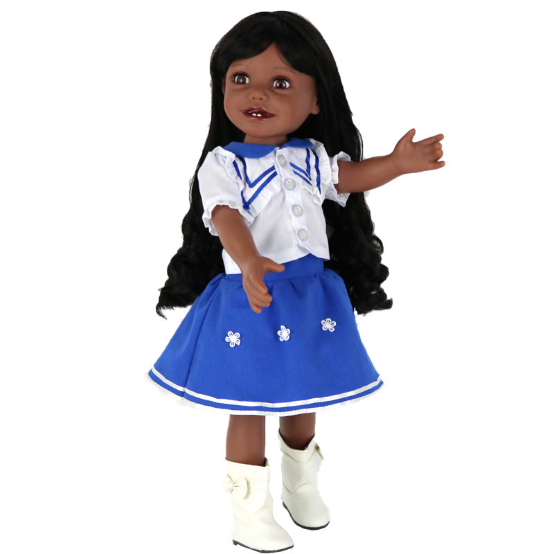 18 inch 45cm Handmade Full Body Vinyl Reborn American Dolls Realistic Black Skin Silicone Baby Girls Doll Toys Gift