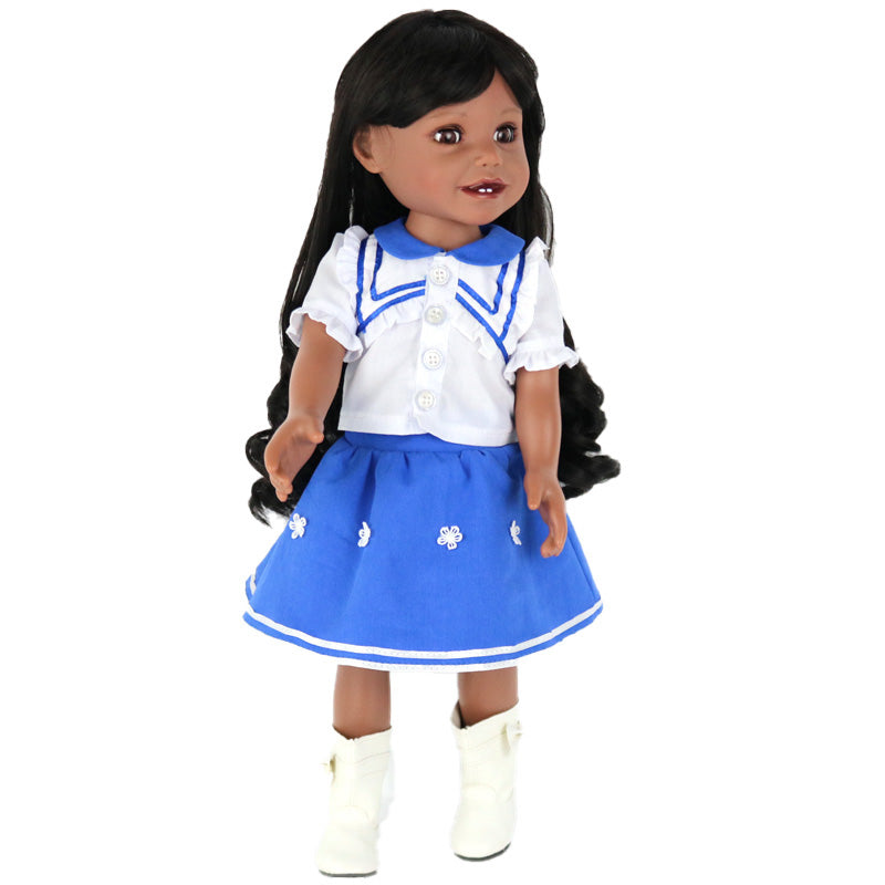 18 inch 45cm Handmade Full Body Vinyl Reborn American Dolls Realistic Black Skin Silicone Baby Girls Doll Toys Gift