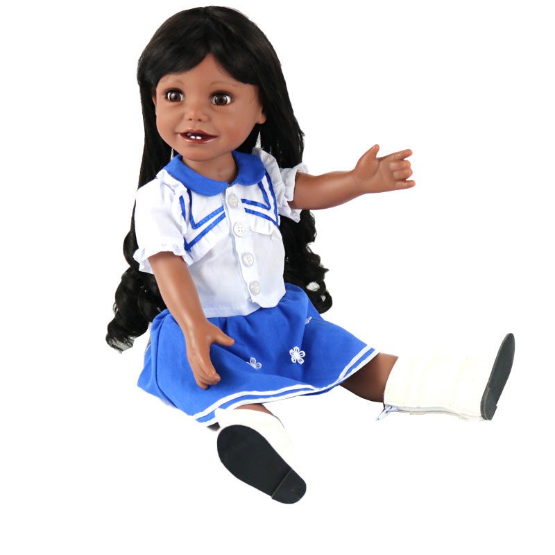 18 inch 45cm Handmade Full Body Vinyl Reborn American Dolls Realistic Black Skin Silicone Baby Girls Doll Toys Gift