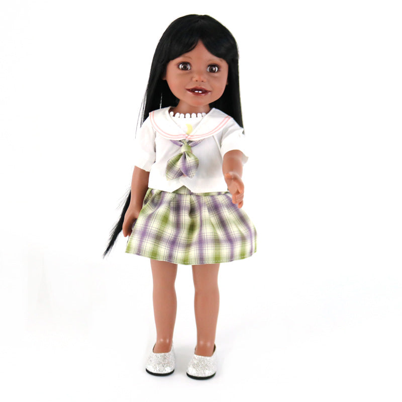 18 inch 45 cm girl Long Hair American African Style Black Girl Dolls for Kids Girl Present Wholesale