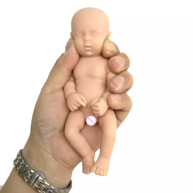 6Inch 15cm Solid Silicone Newborn Bebe Sleeping Unpainted Unfinished Doll Diy Blank Reborn Dolls Stretchy Reborn Baby